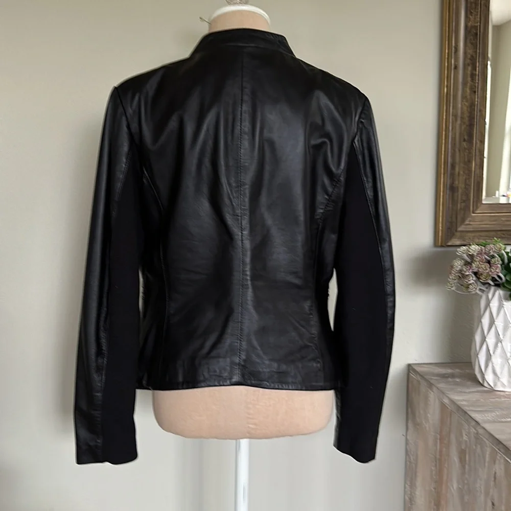Cigno Nero 100% Leather Black Notched Lapel Jacket 40 - Picture 6 of 12